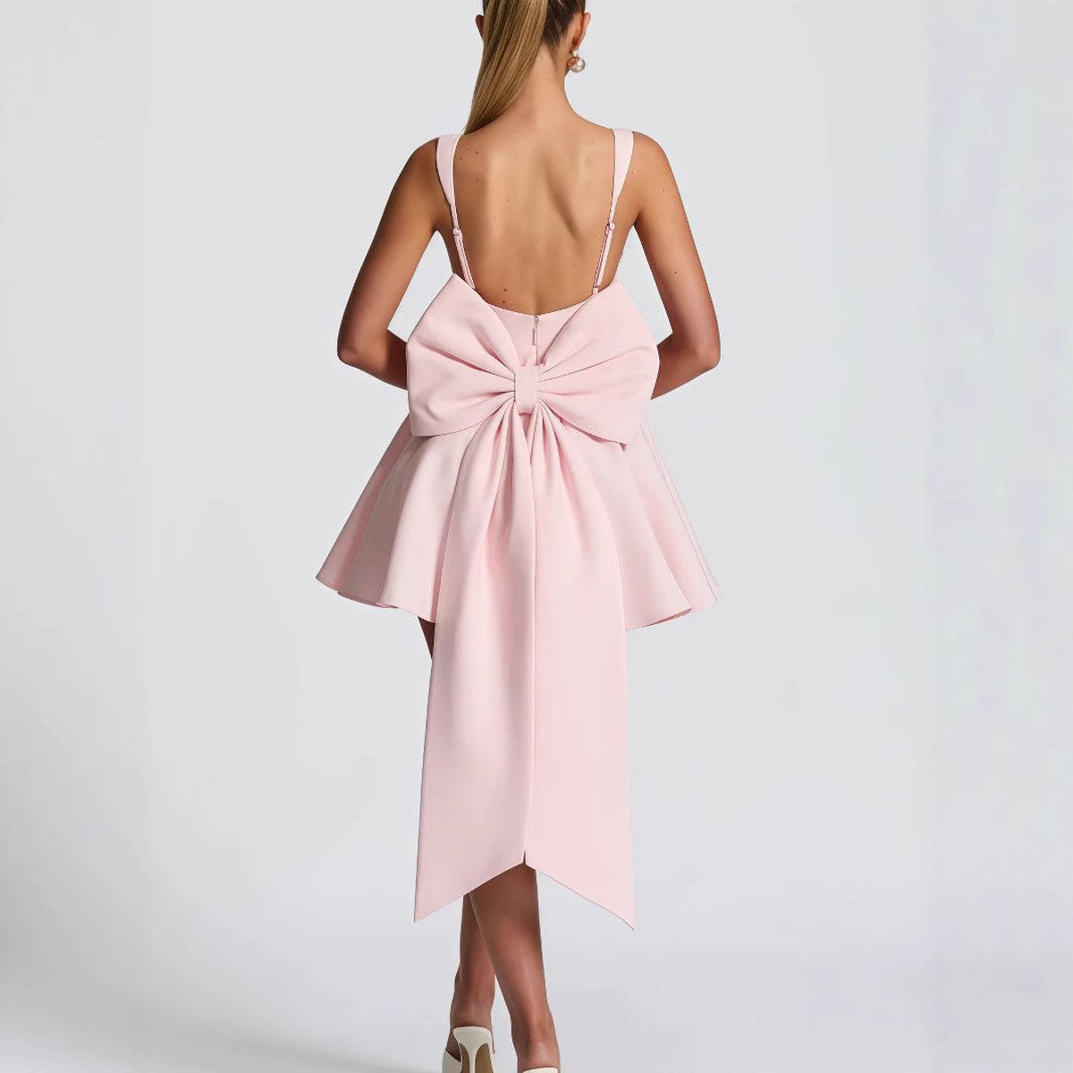 Women's Square-Neck Oversized Bow A-Line Cocktail Dress