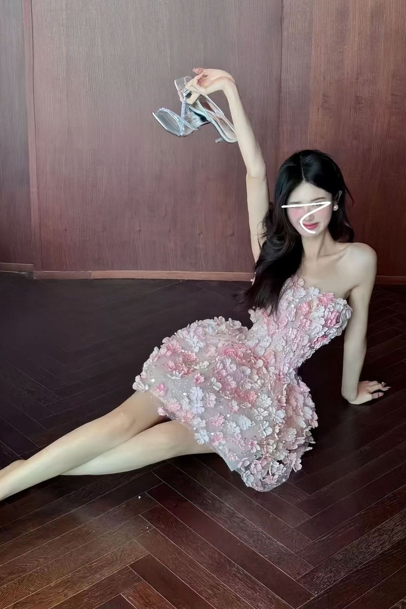 Women's Strapless 3D Floral Mini Cocktail Dress