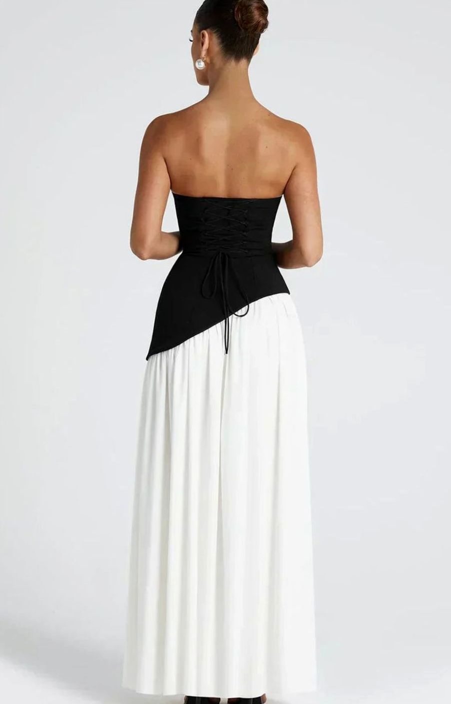 Women's Strapless Asymmetric Formal Evening Maxi Dress High Slit