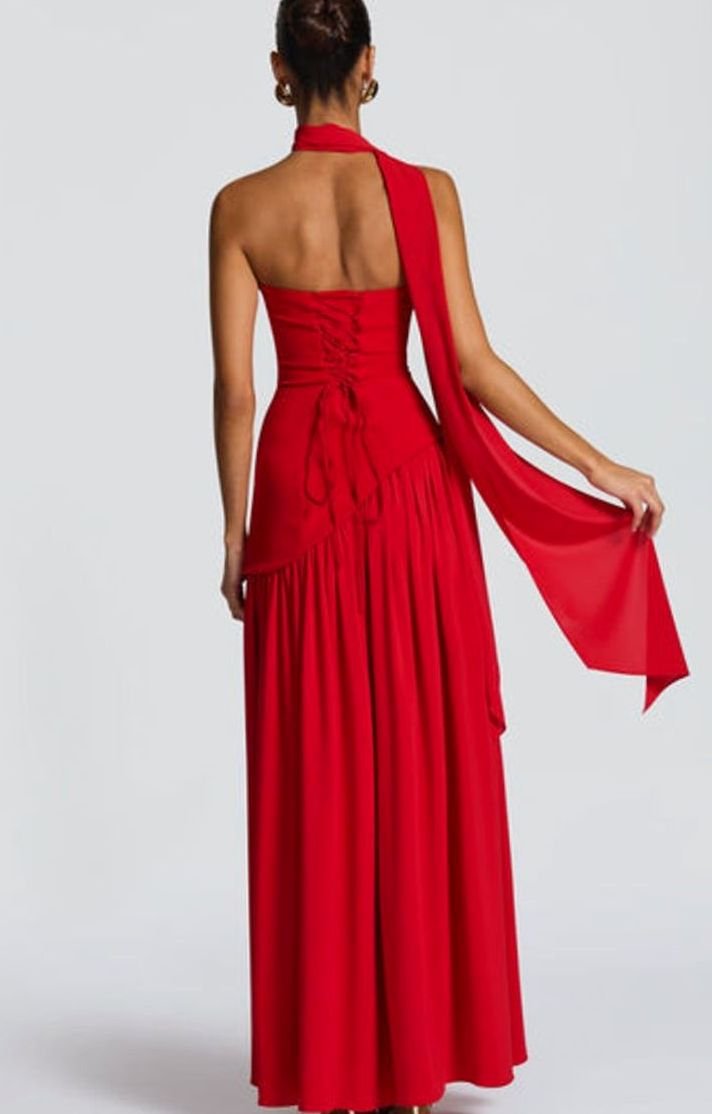 Women's Strapless Asymmetric Formal Evening Maxi Dress High Slit
