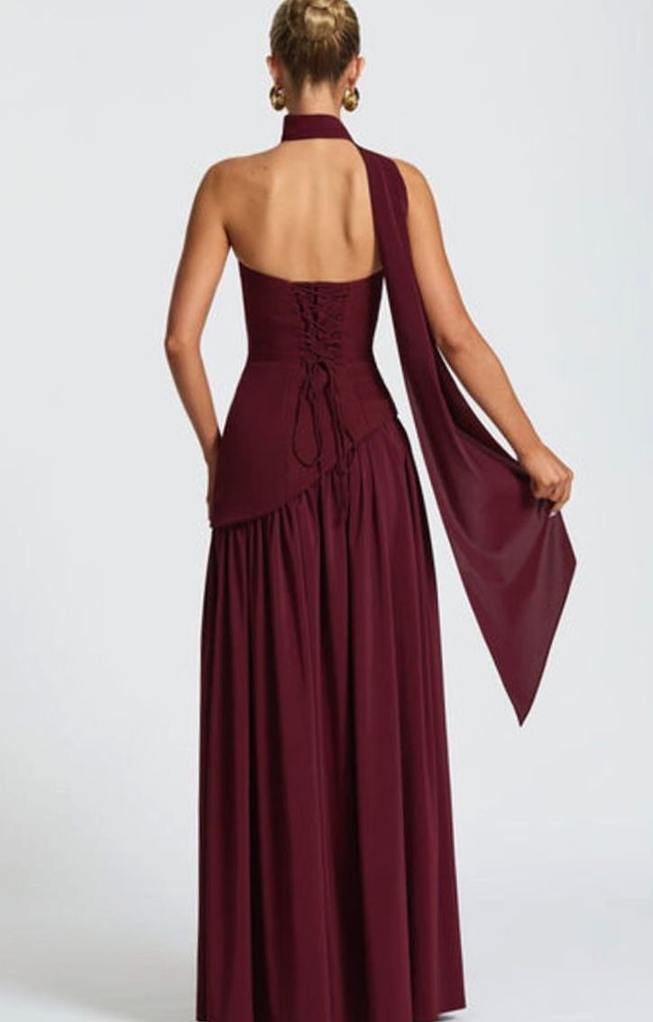 Women's Strapless Asymmetric Formal Evening Maxi Dress High Slit