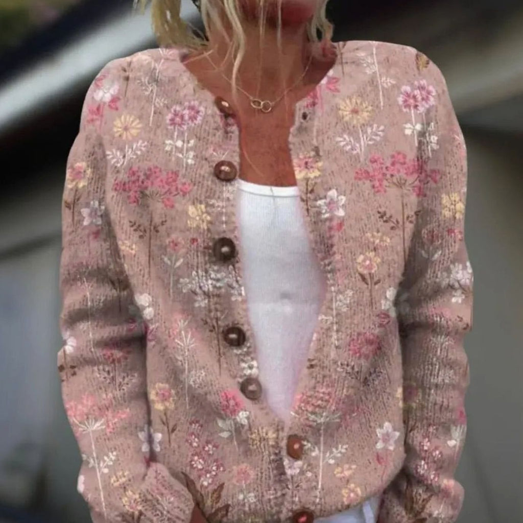 Women's Striped Knit Button-Front Cardigan Sweater - Pink