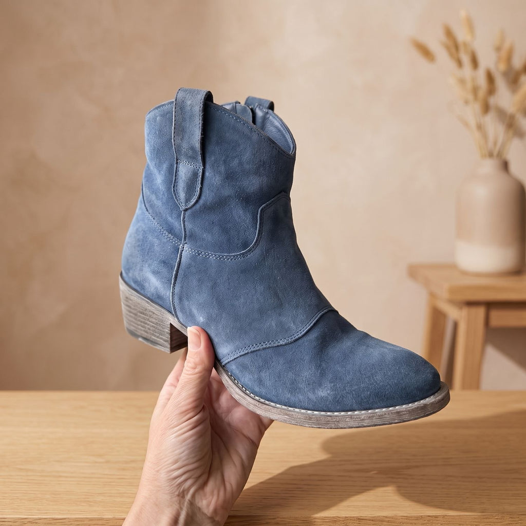 Women's Suede Low Block Heel Side-Zip Ankle Boots