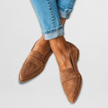 Women's Suede Orthopedic Pointed-Toe Slip-On Loafers - Bruin