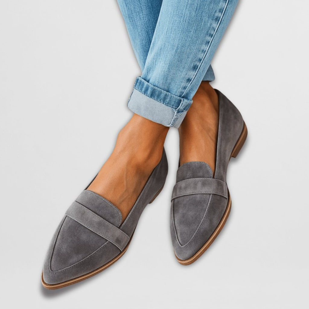 Women's Suede Orthopedic Pointed-Toe Slip-On Loafers - Grijs
