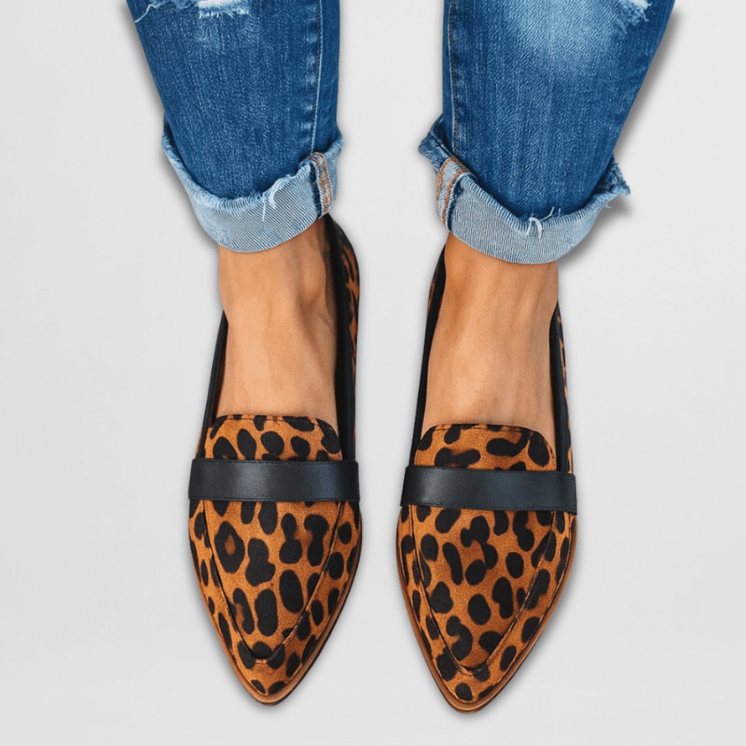 Women's Suede Orthopedic Pointed-Toe Slip-On Loafers - Luipaard