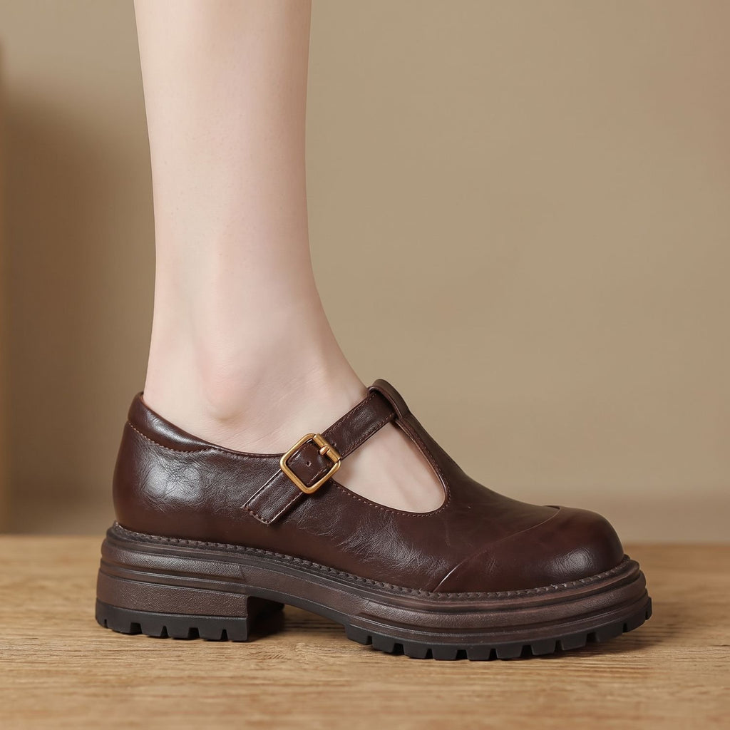 Women's T-Bar Buckle Platform Mary Jane Shoes