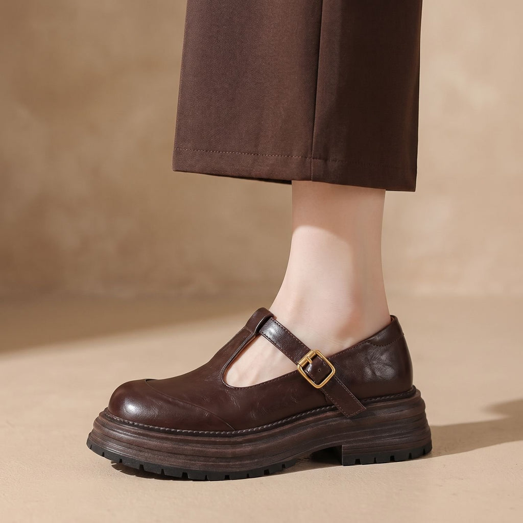 Women's T-Bar Buckle Platform Mary Jane Shoes