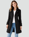 Women's Tailored Mid-Length Button-Front Trench Coat - Black