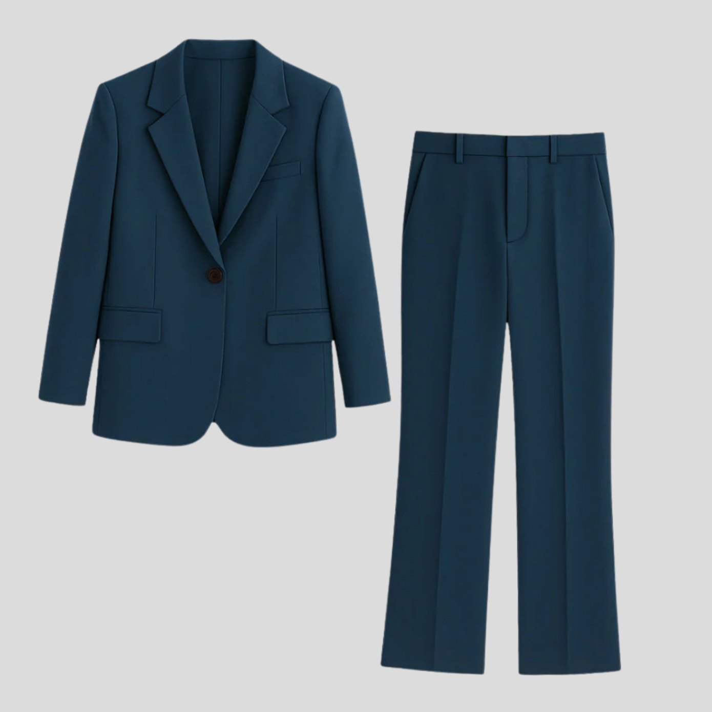 Women's Tailored Single-Button Blazer Pants Suit Set