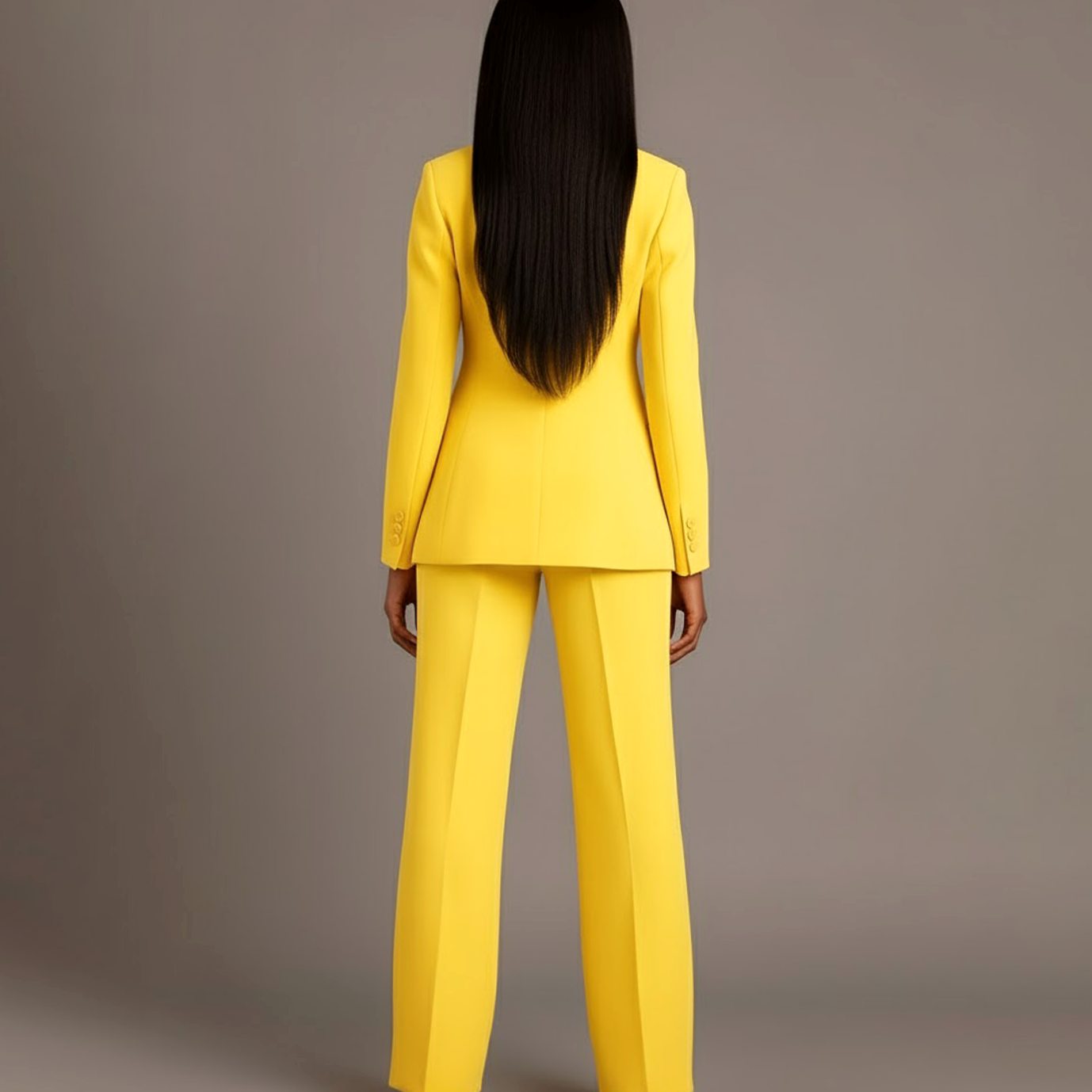 Women's Tailored Single-Button Blazer Pants Suit Set