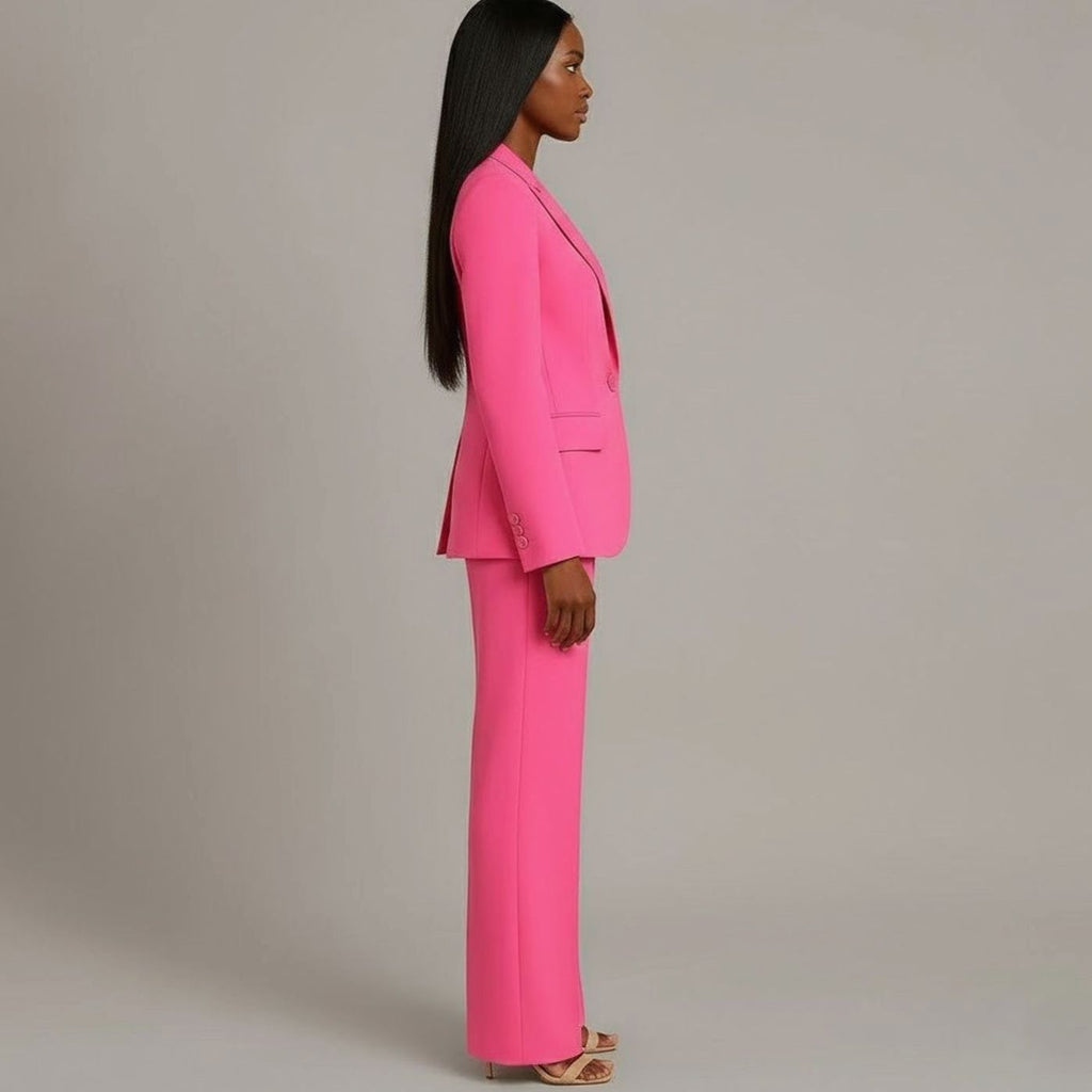 Women's Tailored Single-Button Blazer Pants Suit Set