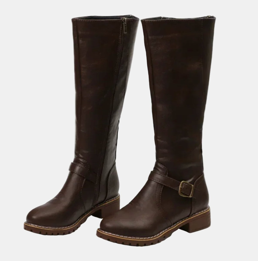 Women's Tall Buckle-Strap Riding Knee High Boots