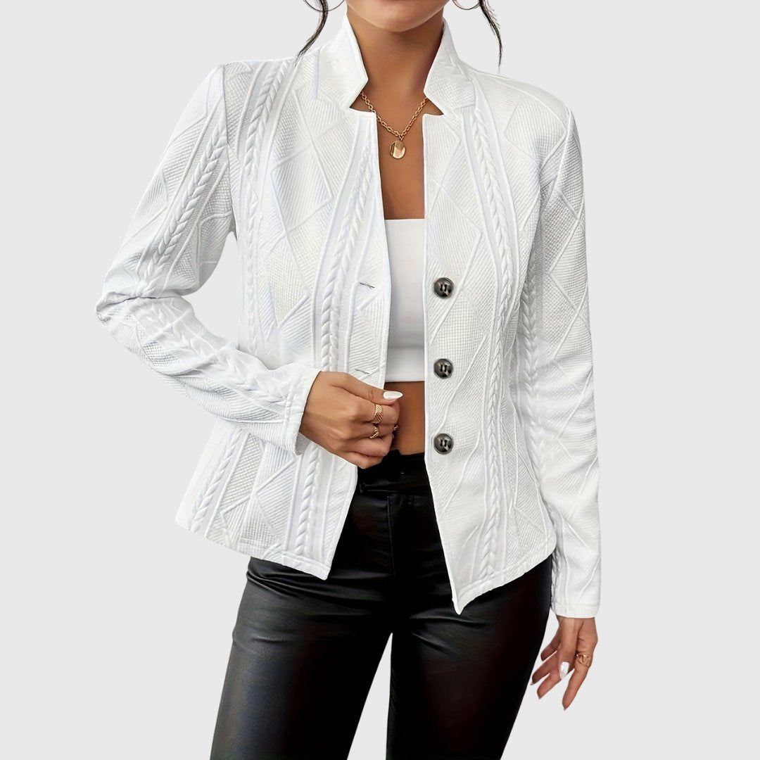 Women's Textured Cable-Knit Button-Front Blazer Jacket