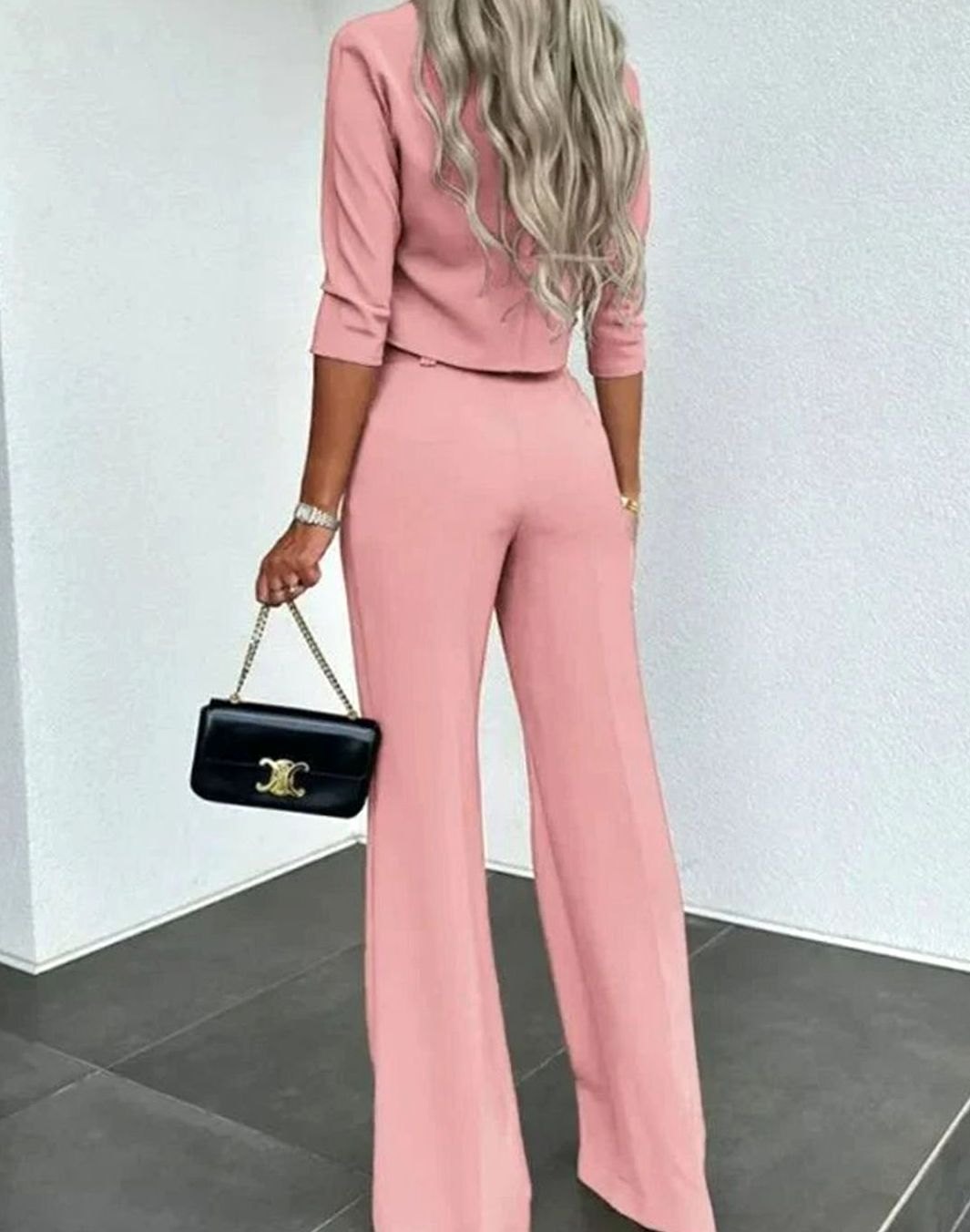 Women's Two-Piece Matching Top High-Waist Wide-Leg Pants Set