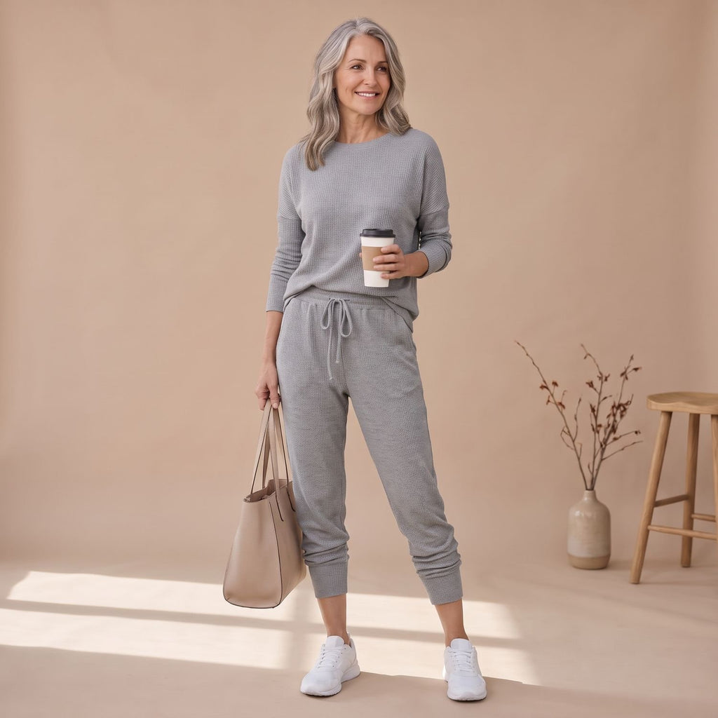 Women's Two Piece Set Long-Sleeve Top Drawstring Jogger Pants