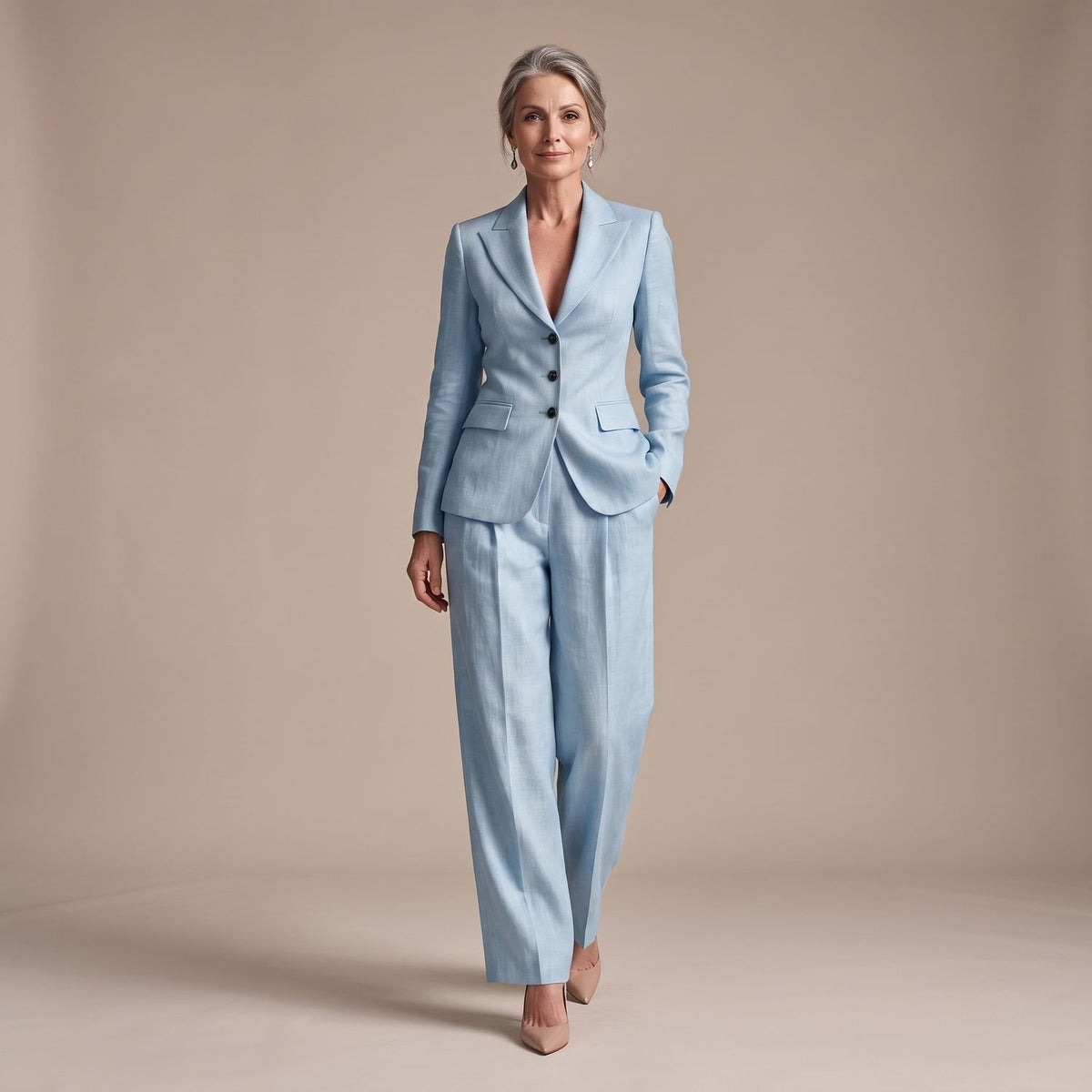 Women's Two Piece Set Notch Lapel Blazer Wide Leg Pants Suit