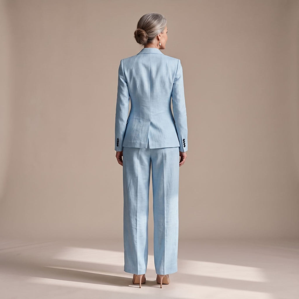 Women's Two Piece Set Notch Lapel Blazer Wide Leg Pants Suit