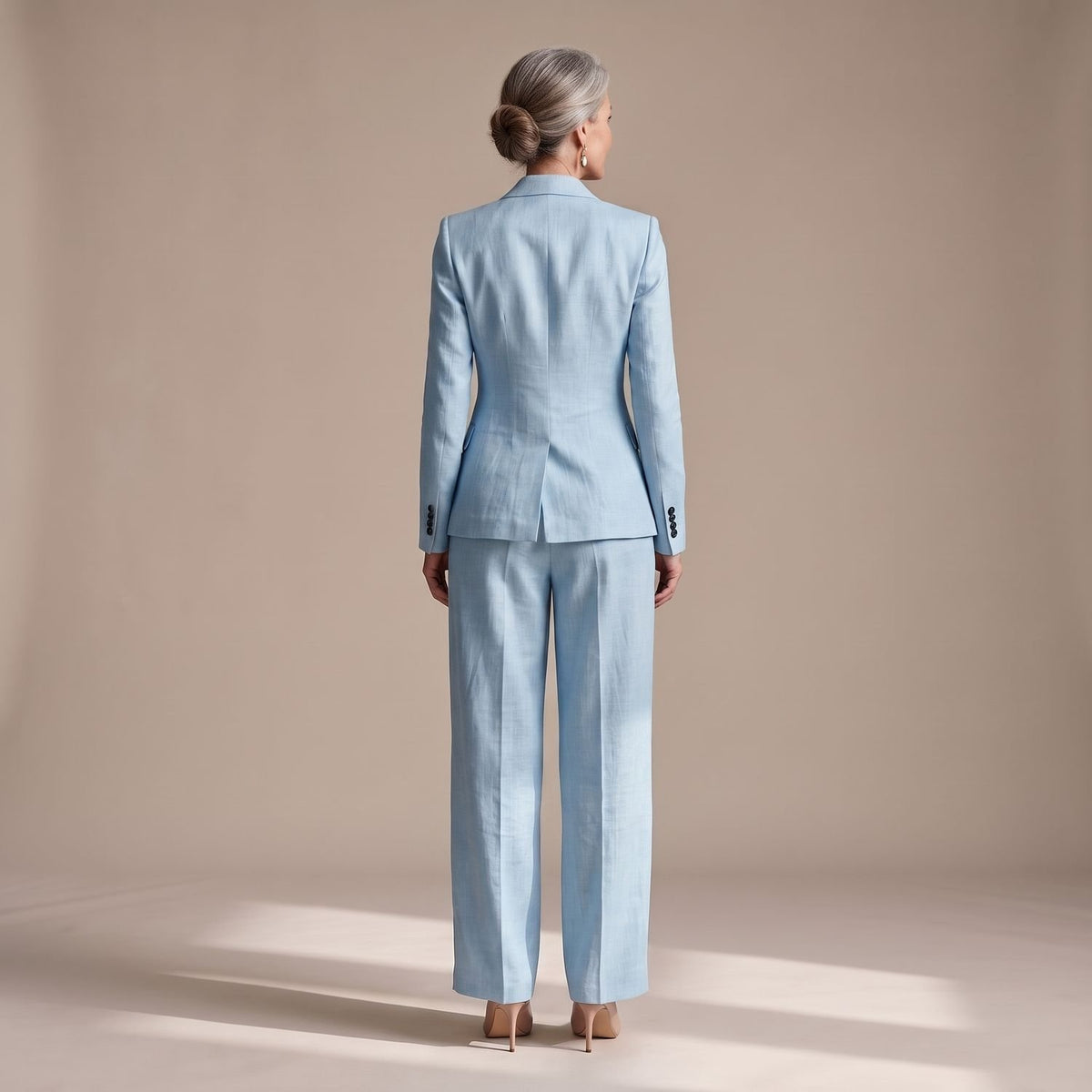 Women's Two Piece Set Notch Lapel Blazer Wide Leg Pants Suit