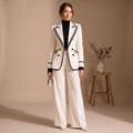 Women's Two Piece Set Tailored Blazer Wide-Leg Pants Suit