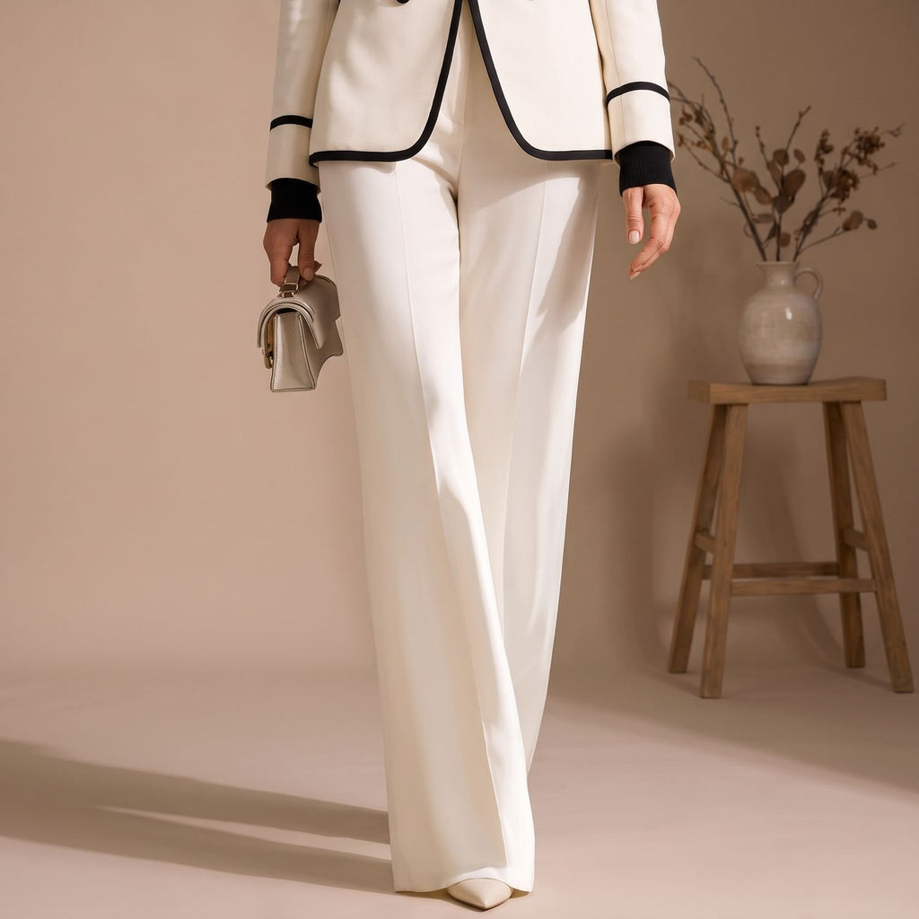 Women's Two Piece Set Tailored Blazer Wide-Leg Pants Suit