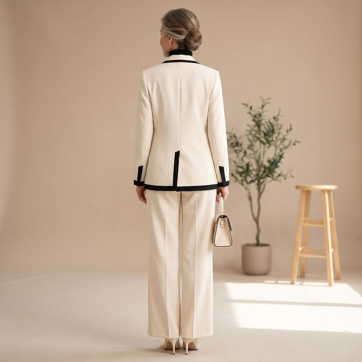 Women's Two Piece Set Tailored Blazer Wide-Leg Pants Suit