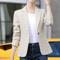 Women's Vest Plaid Single-Button Tailored Blazer Jacket