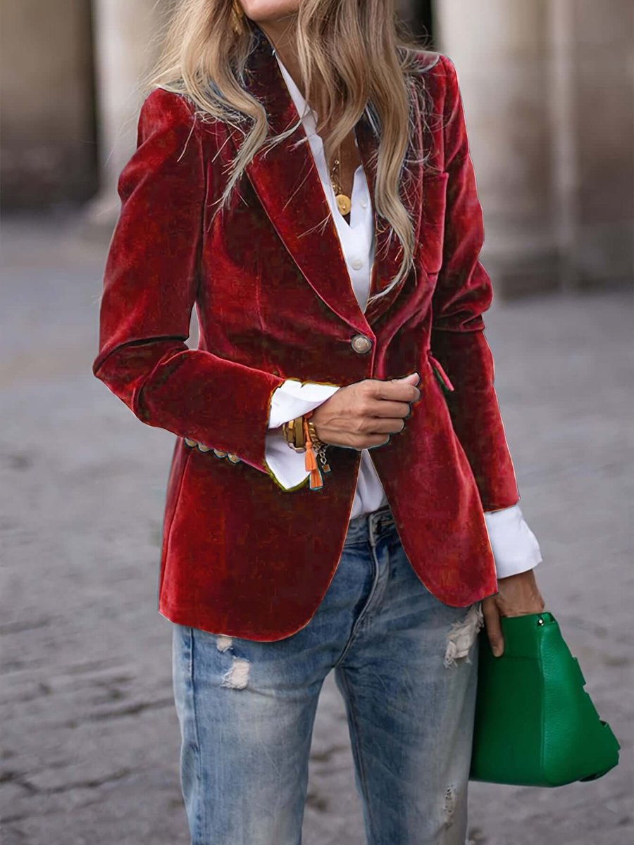 Womens Vest Velvet Single-Breasted Blazer Jacket