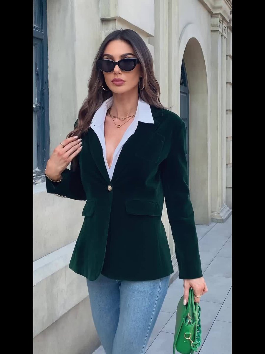 Womens Vest Velvet Single-Breasted Blazer Jacket