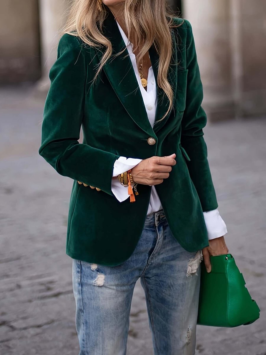 Womens Vest Velvet Single-Breasted Blazer Jacket