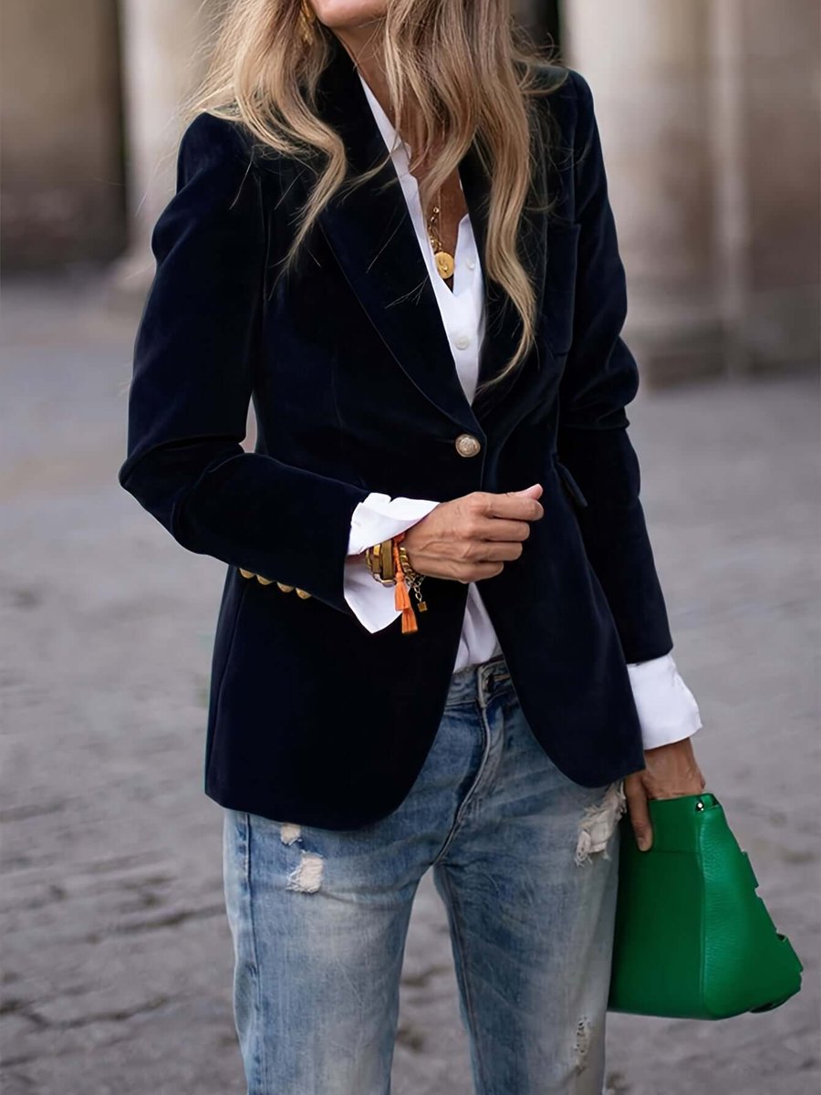 Womens Vest Velvet Single-Breasted Blazer Jacket
