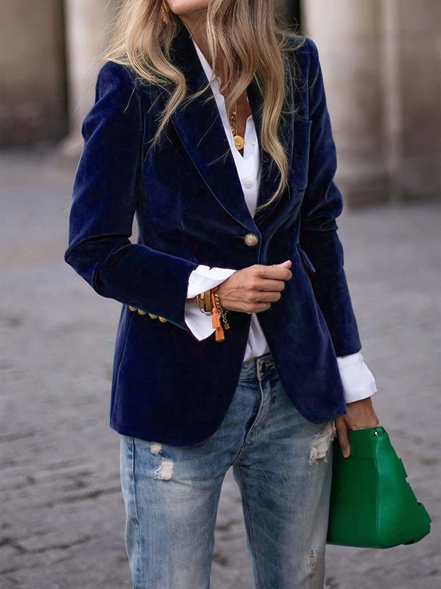 Womens Vest Velvet Single-Breasted Blazer Jacket