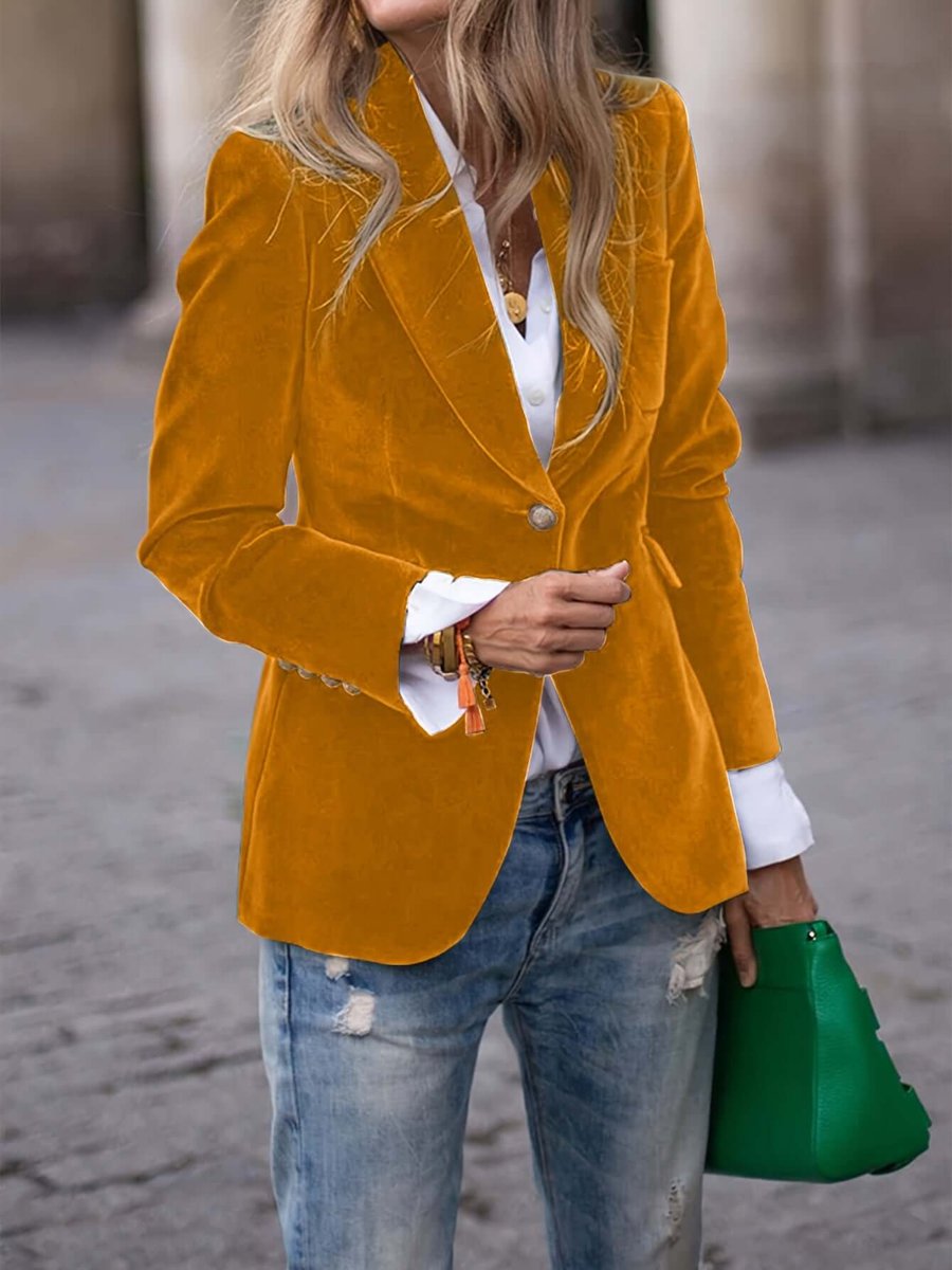 Womens Vest Velvet Single-Breasted Blazer Jacket