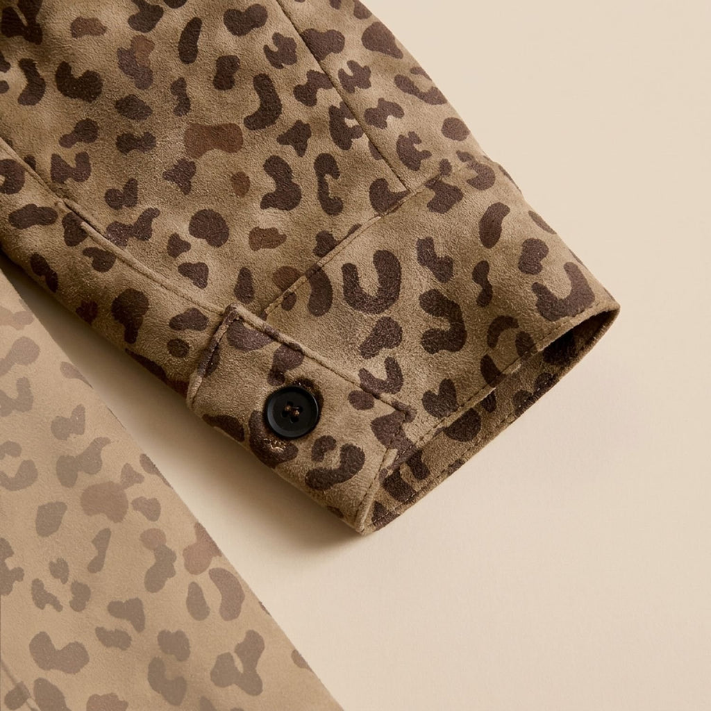 Women's Vintage Leopard Print Button-Front Coat