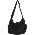 Women's Vintage Multi-Pocket Canvas Tote Bag Crossbody Shoulder Bag - Schwarz