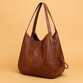 Women's Vintage Soft Leather Hobo Shoulder Bag - Brown