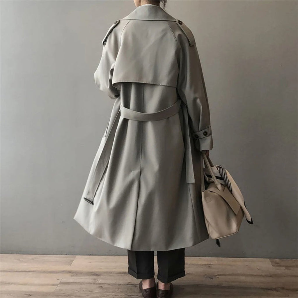 Women's Water-Repellent Double-Breasted Long Trench Coat