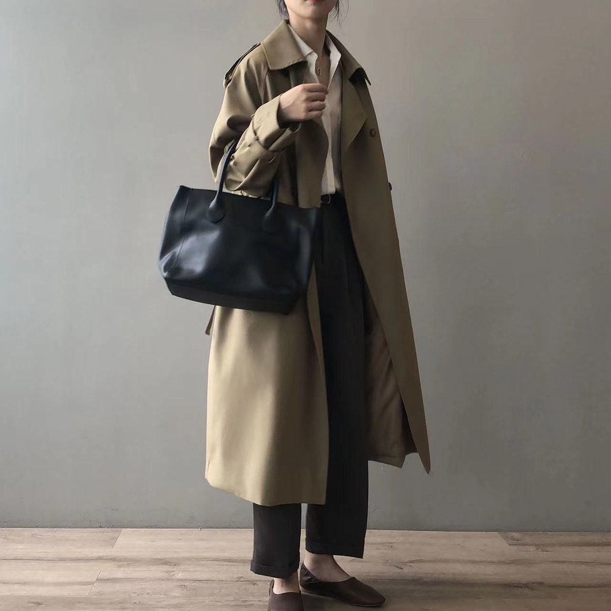 Women's Water-Repellent Double-Breasted Long Trench Coat