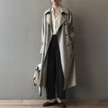 Women's Water-Repellent Double-Breasted Long Trench Coat - Gray