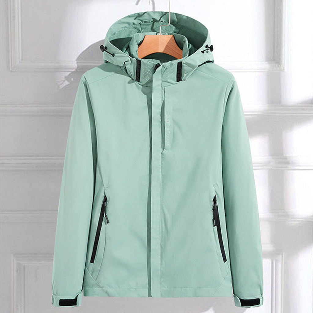 Women's Waterproof Hooded Adjustable-Fit Rain Jacket - Mint Green