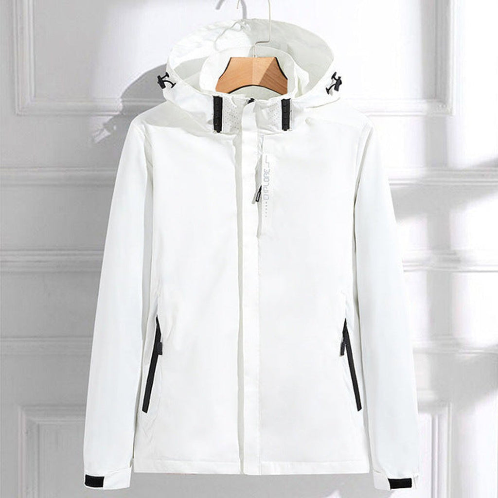 Women's Waterproof Hooded Adjustable-Fit Rain Jacket - White
