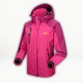 Women's Waterproof Hooded Outdoor Windbreaker Quilted Jacket - Light Red