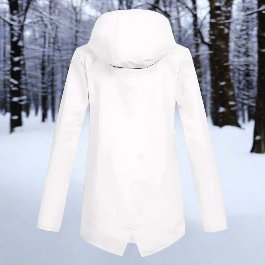 Women's Waterproof Hooded Rain Jacket Zip-Up Adjustable Cuffs Pockets