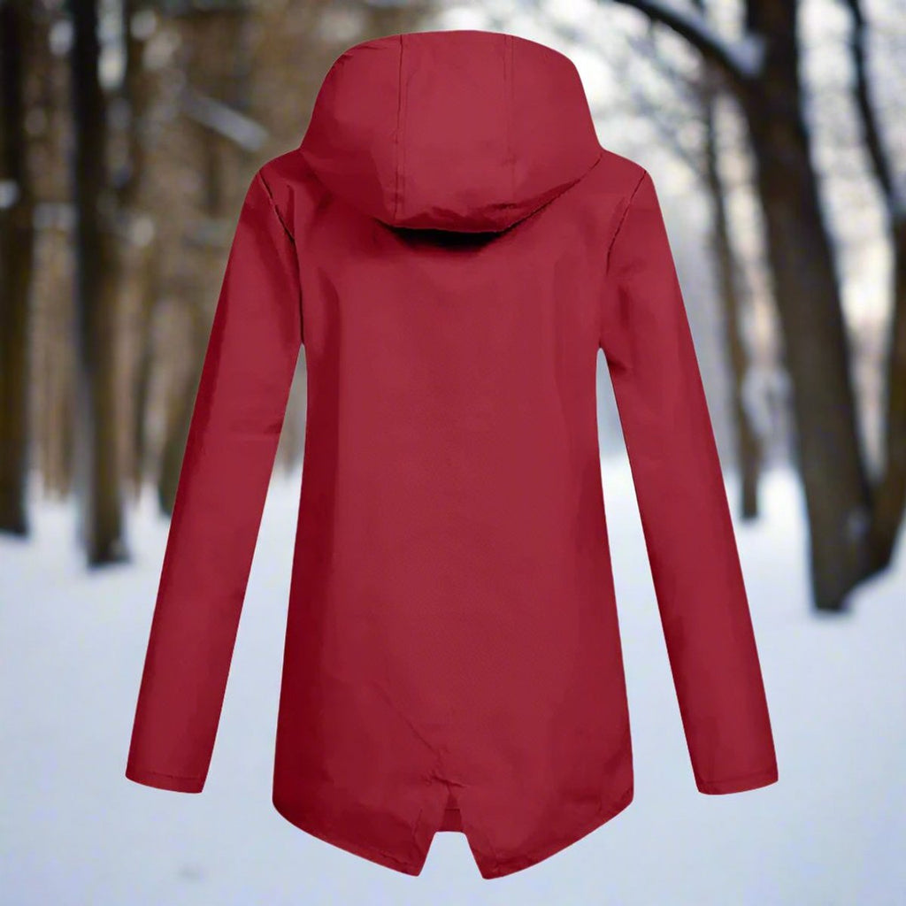 Women's Waterproof Hooded Rain Jacket Zip-Up Adjustable Cuffs Pockets