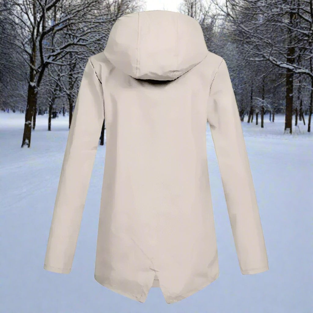 Women's Waterproof Hooded Rain Jacket Zip-Up Adjustable Cuffs Pockets