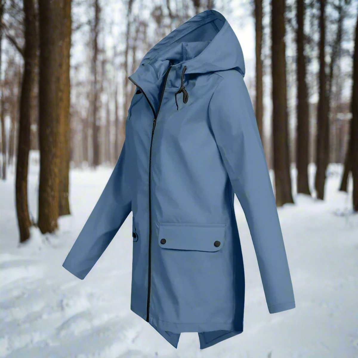 Women's Waterproof Hooded Rain Jacket Zip-Up Adjustable Cuffs Pockets