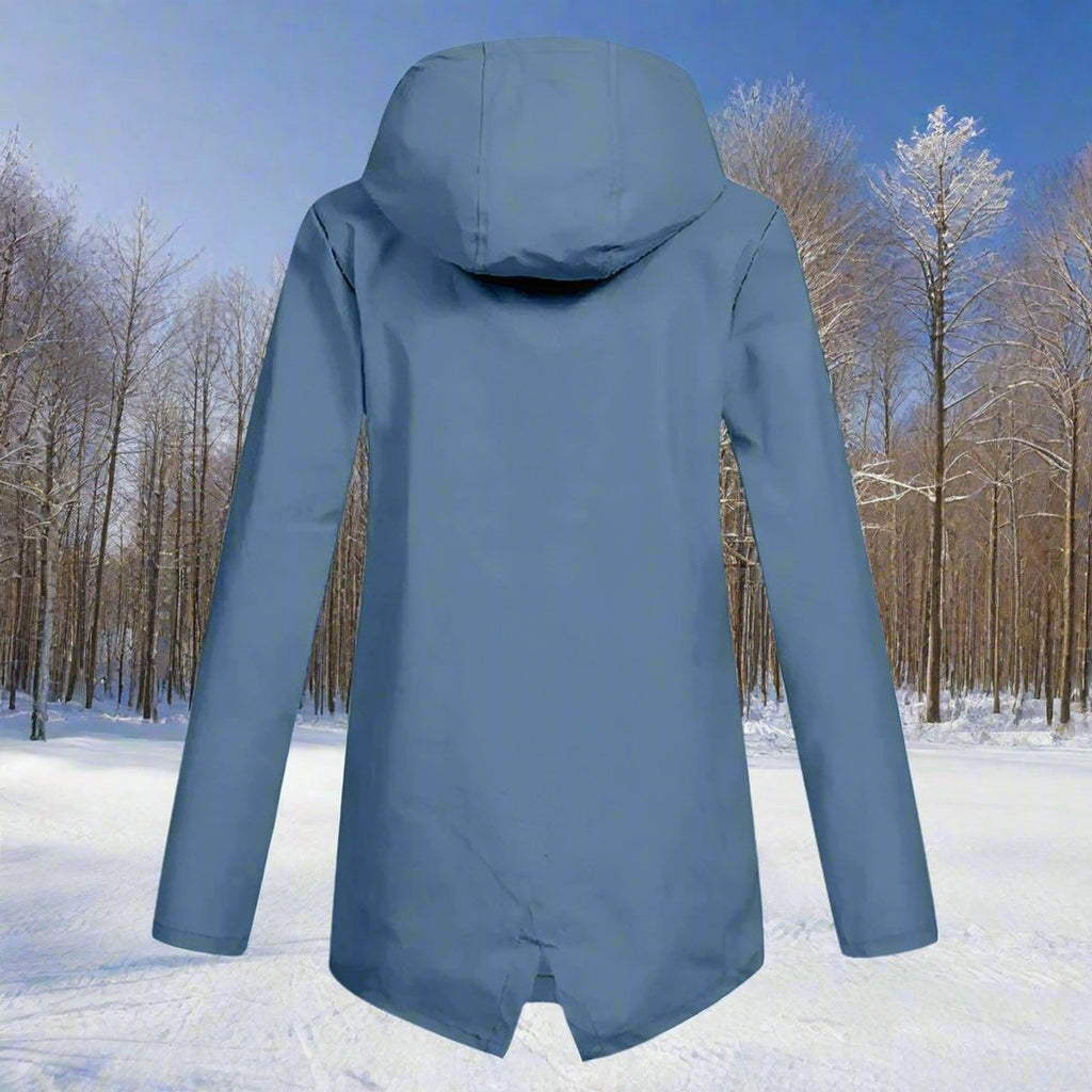 Women's Waterproof Hooded Rain Jacket Zip-Up Adjustable Cuffs Pockets