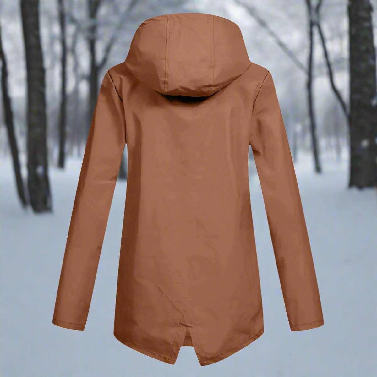 Women's Waterproof Hooded Rain Jacket Zip-Up Adjustable Cuffs Pockets