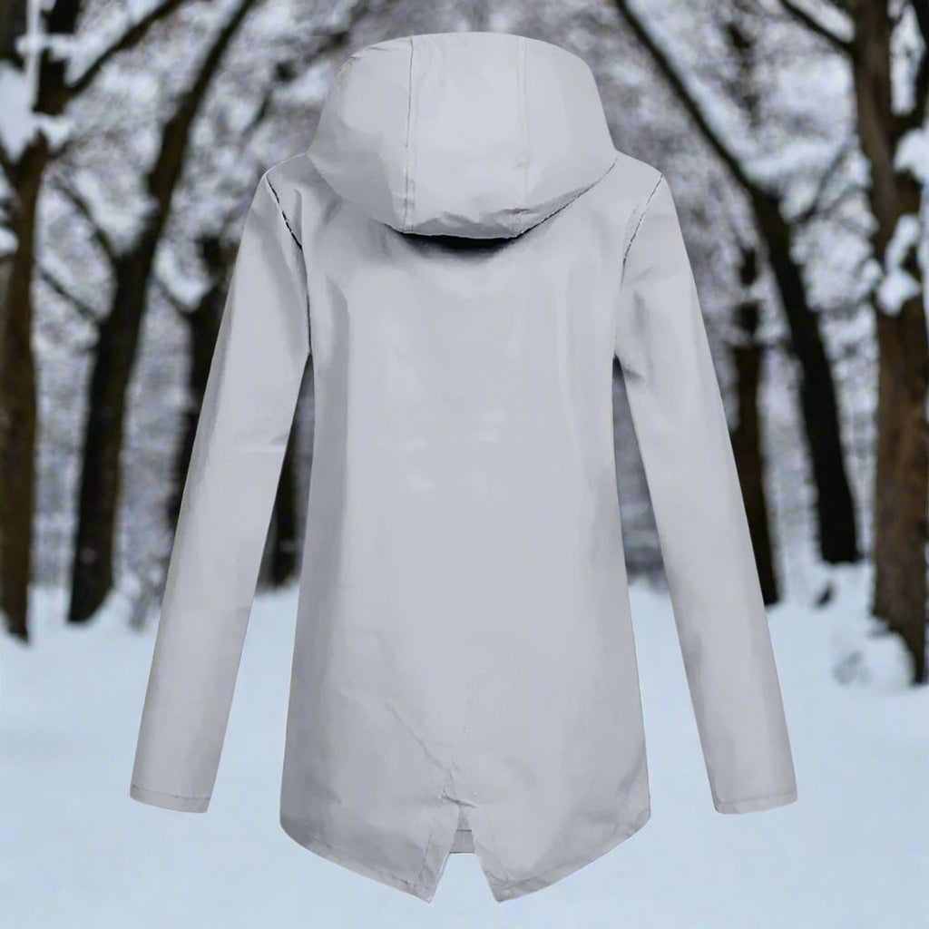 Women's Waterproof Hooded Rain Jacket Zip-Up Adjustable Cuffs Pockets
