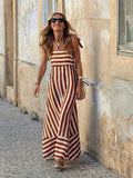 Women's Wide-Stripe Tie-Strap Flowy Maxi Dress - Red